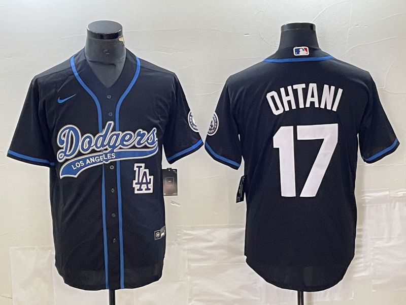 Men Los Angeles Dodgers #17 Ohtani Black Nike Game MLB Jersey style 3->los angeles dodgers->MLB Jersey
